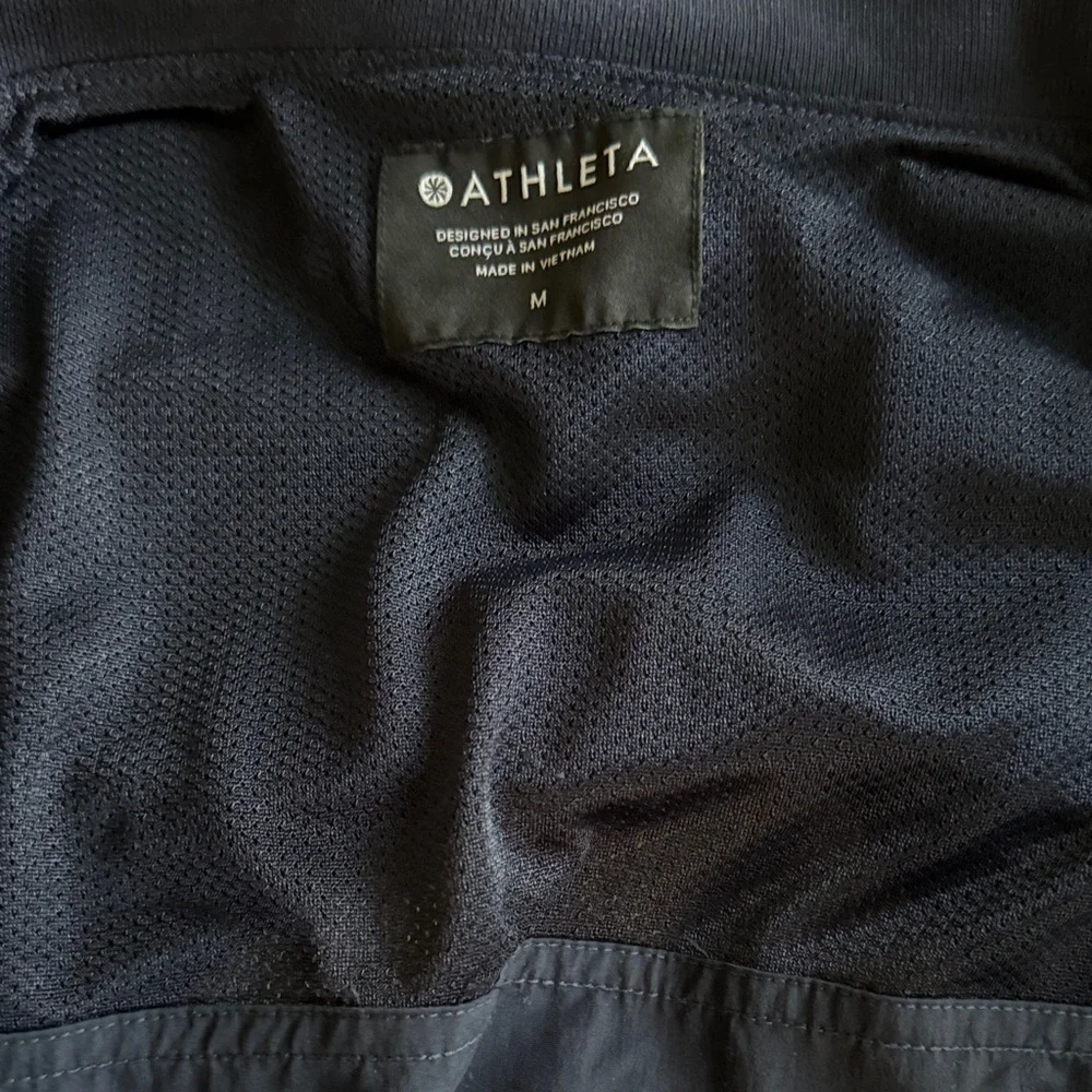 Athleta Navy Script Logo Zip-Up Jacket - Picture 3 of 5